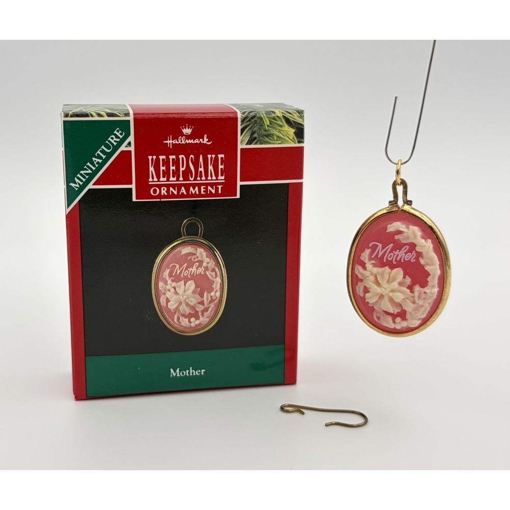 1990 Hallmark Keepsake Ornament Mother Miniature Cameo Pink White Floral VTG